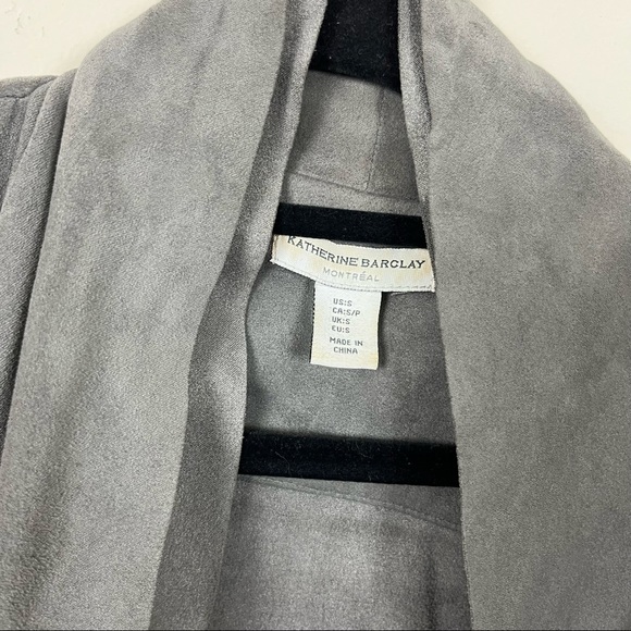 KATHERINE BARCLAY SUEDE CASCADE FRONT GREY VEST SIZE SMALL - Picture 8 of 14